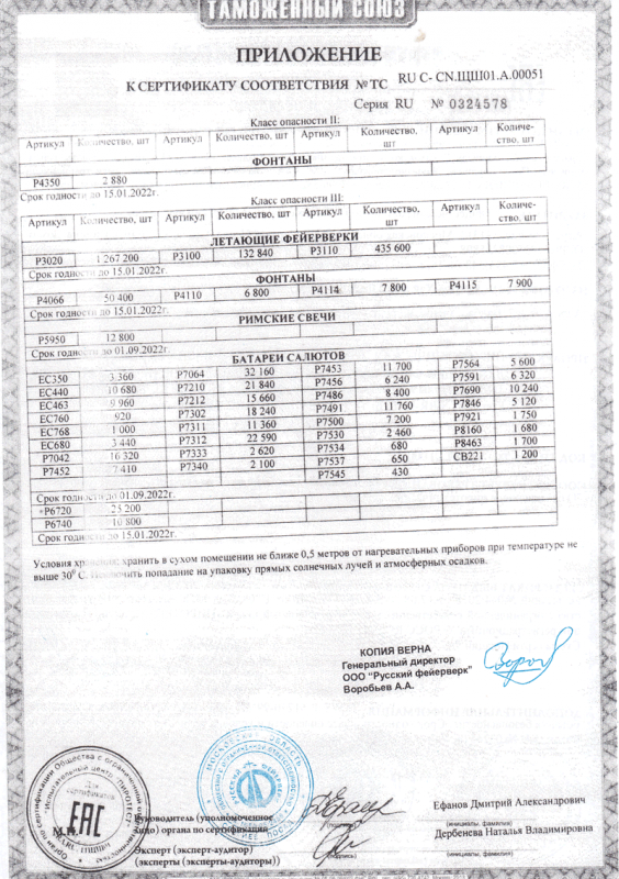 Сертификат соответствия № 0324578  - Багратионовск | bagrationovsk.salutsklad.ru 